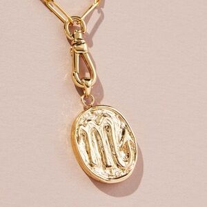 Anthropologie Serefina Gold Scorpio October Zodiac Paperclip Pendant Necklace